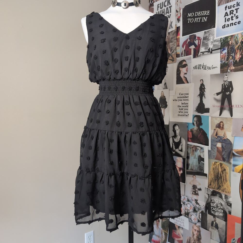 Swiss Dot Smocked Waist Tiered Dress